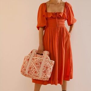 Red Ruched Tie Front Off the Shoulder Dress